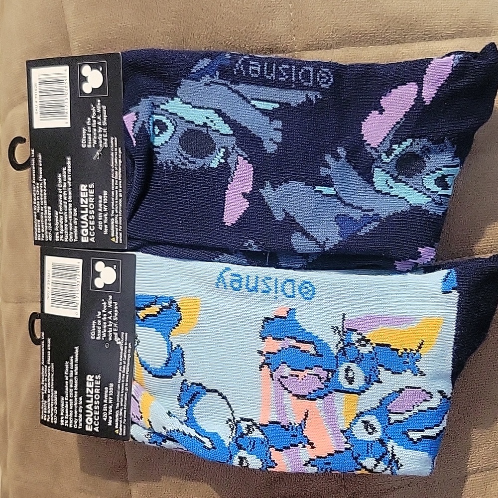 NWT Disney's Stitch unisex  Crew Socks - Blue and Navy - Picture 2 of 3